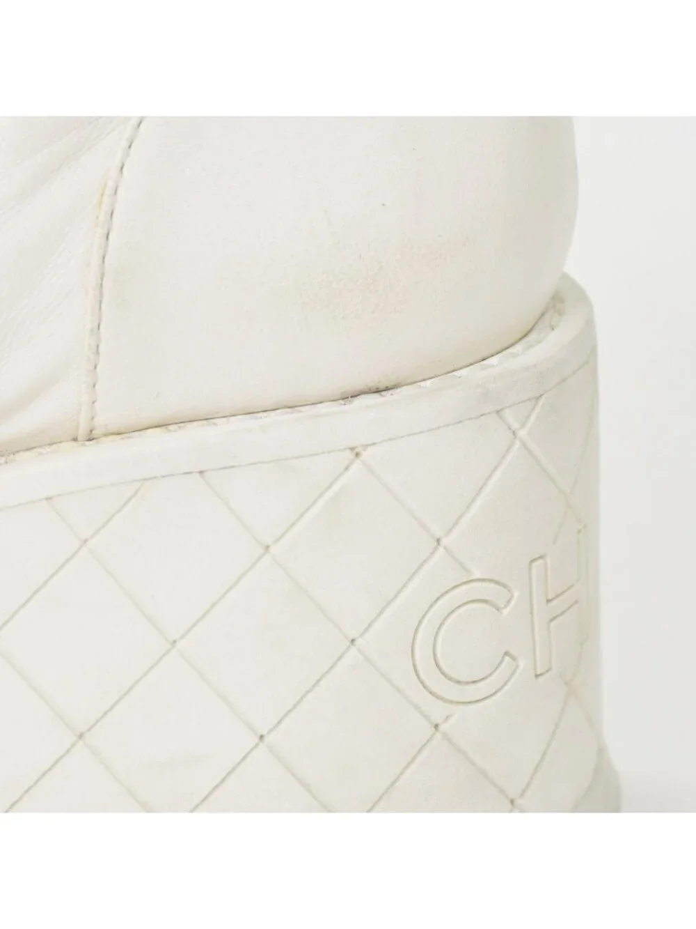 Chanel CC Logo Combat Boots Sneakers White